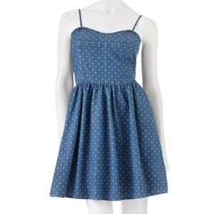 Chambray Polka Dot Sleeveless Dress